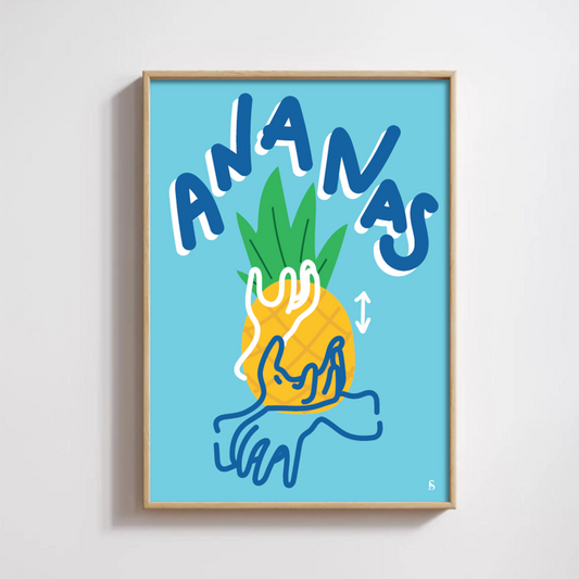 Affiche en langue des signes française du mot ananas
