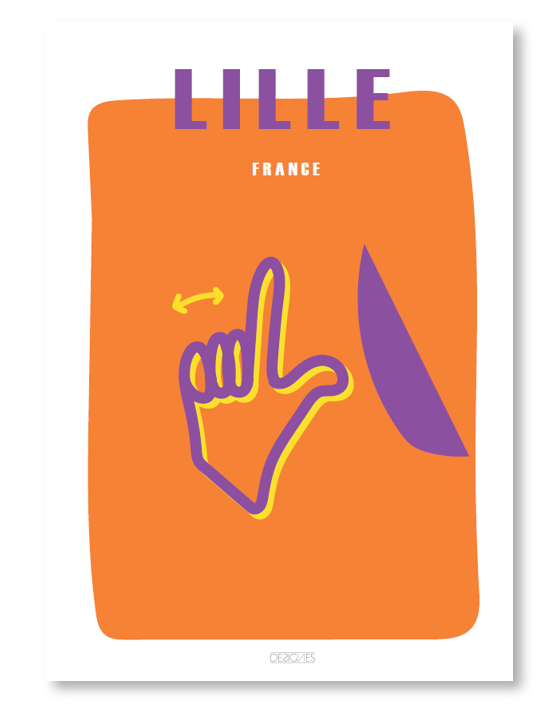 Affiche du signe en langue des signes française de la ville de Lille