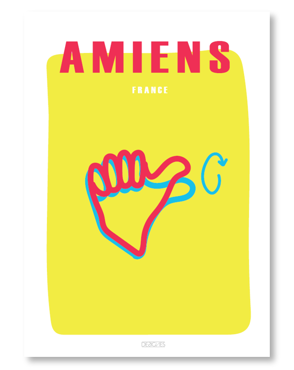 Affiche du signe en langue des signes française de la ville d'Amiens