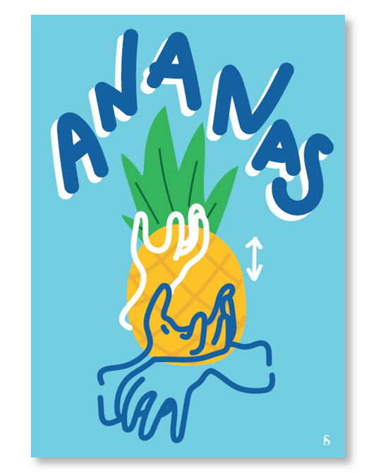 Affiche en langue des signes française du mot ananas