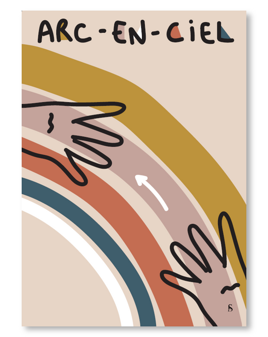 Affiche en langue des signes française du mot arc-en-ciel