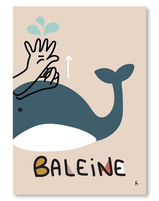 Affiche en langue des signes française du mot baleine