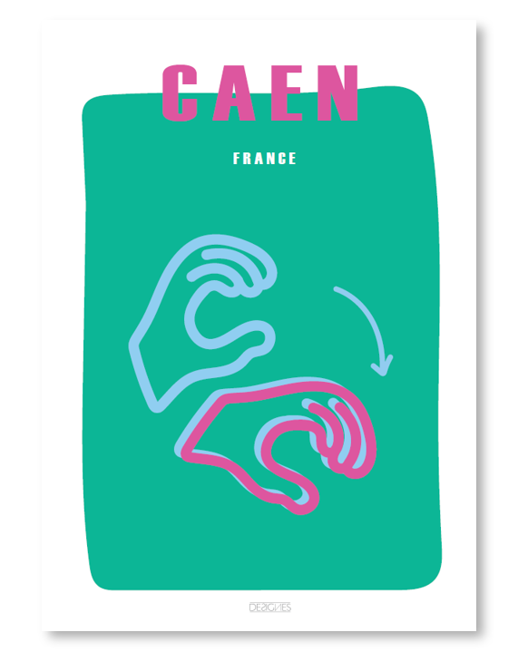 Affiche du signe en langue des signes française de la ville de Caen
