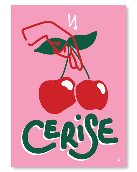 Affiche en langue des signes française du mot cerise