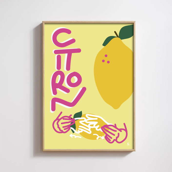 Affiche en langue des signes française du mot citron encadrée