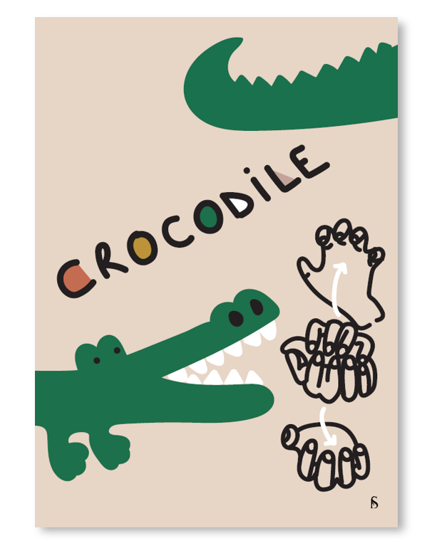 Affiche en langue des signes française du mot crocodile
