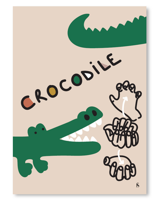 Affiche en langue des signes française du mot crocodile