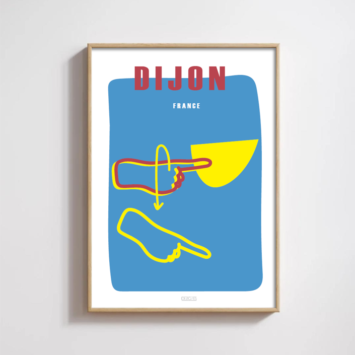 Affiche du signe en langue des signes française de la ville de Dijon encadrée