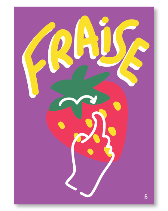 Affiche en langue des signes française du mot fraise