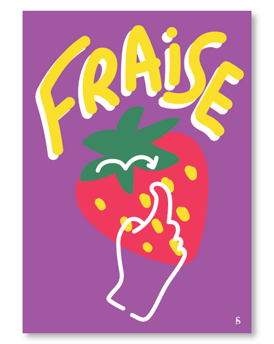 Affiche en langue des signes française du mot fraise