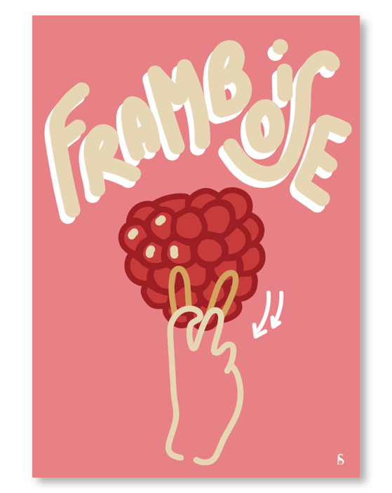 Affiche en langue des signes française du mot framboise