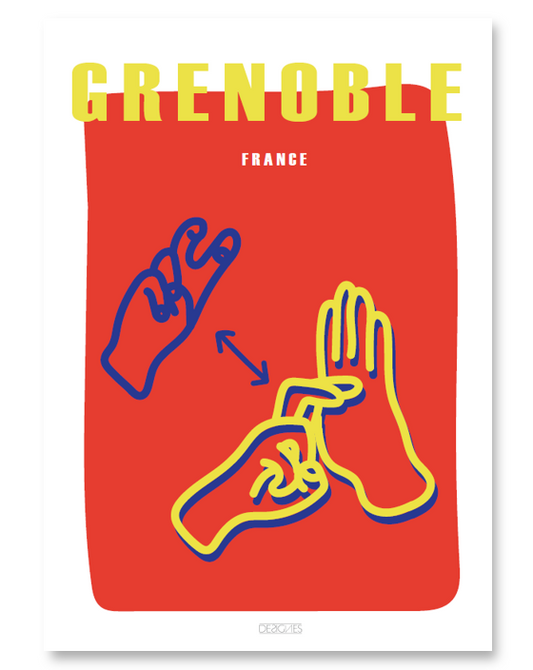 Affiche du signe en langue des signes français de la ville de Grenoble