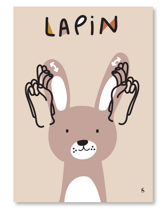 Affiche en langue des signes française du mot lapin