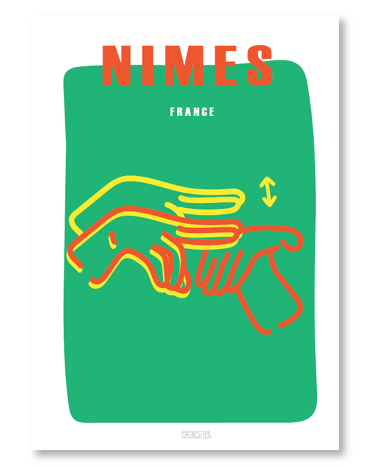 Affiche du signe en langue des signes française de la ville de Nîmes
