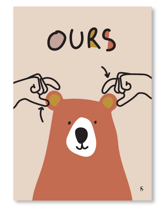 Affiche en langue des signes française du mot ours