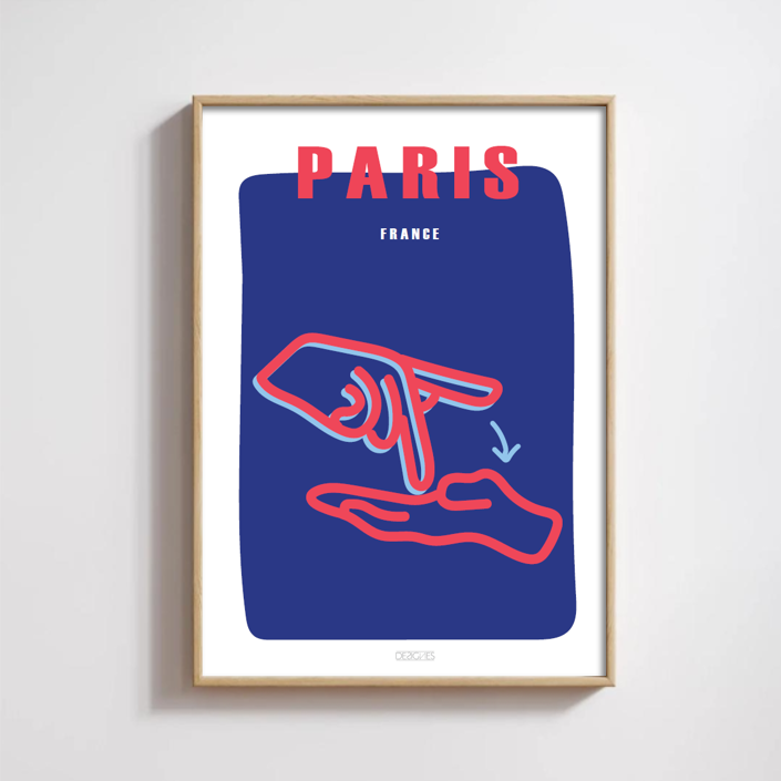 Affiche du signe en langue des signes française de la ville de Paris encadrée