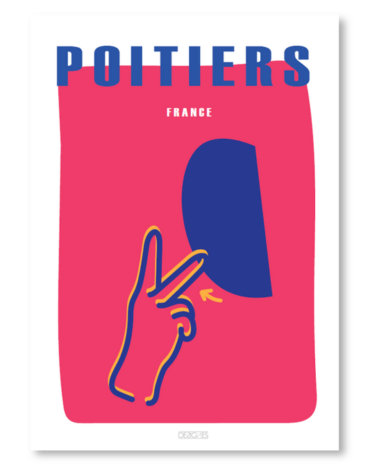 Affiche du signe en langue des signes française de la ville de Poitiers