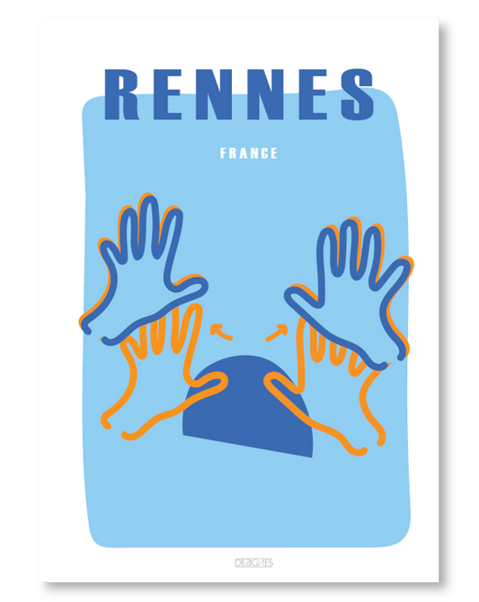 Affiche du signe en langue des signes français de la ville de Rennes